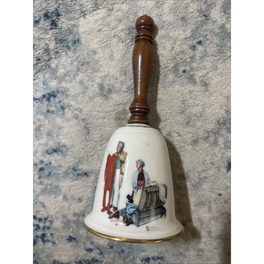 Norman Rockwell, Chilly Reception, 1980  Gorham Fine China Porcelain Bell. USA